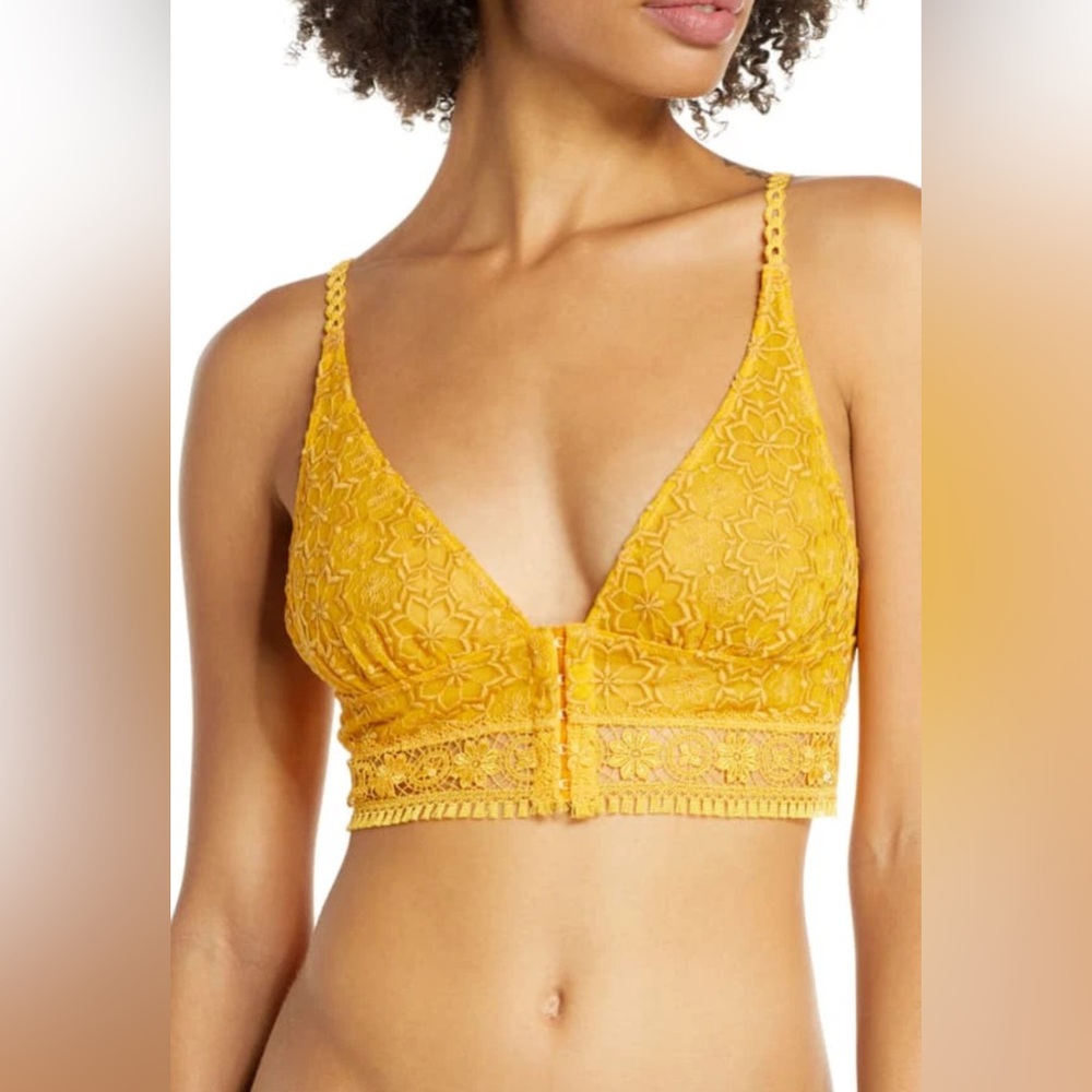 Free People Sun Kisses Summer Yellow Lace Bralette